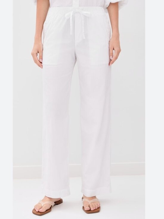 Birds Of Paradise Pants - Birds Of Paradis Pants White Linen Ankle Elastic Waist (missing Drawstring) L